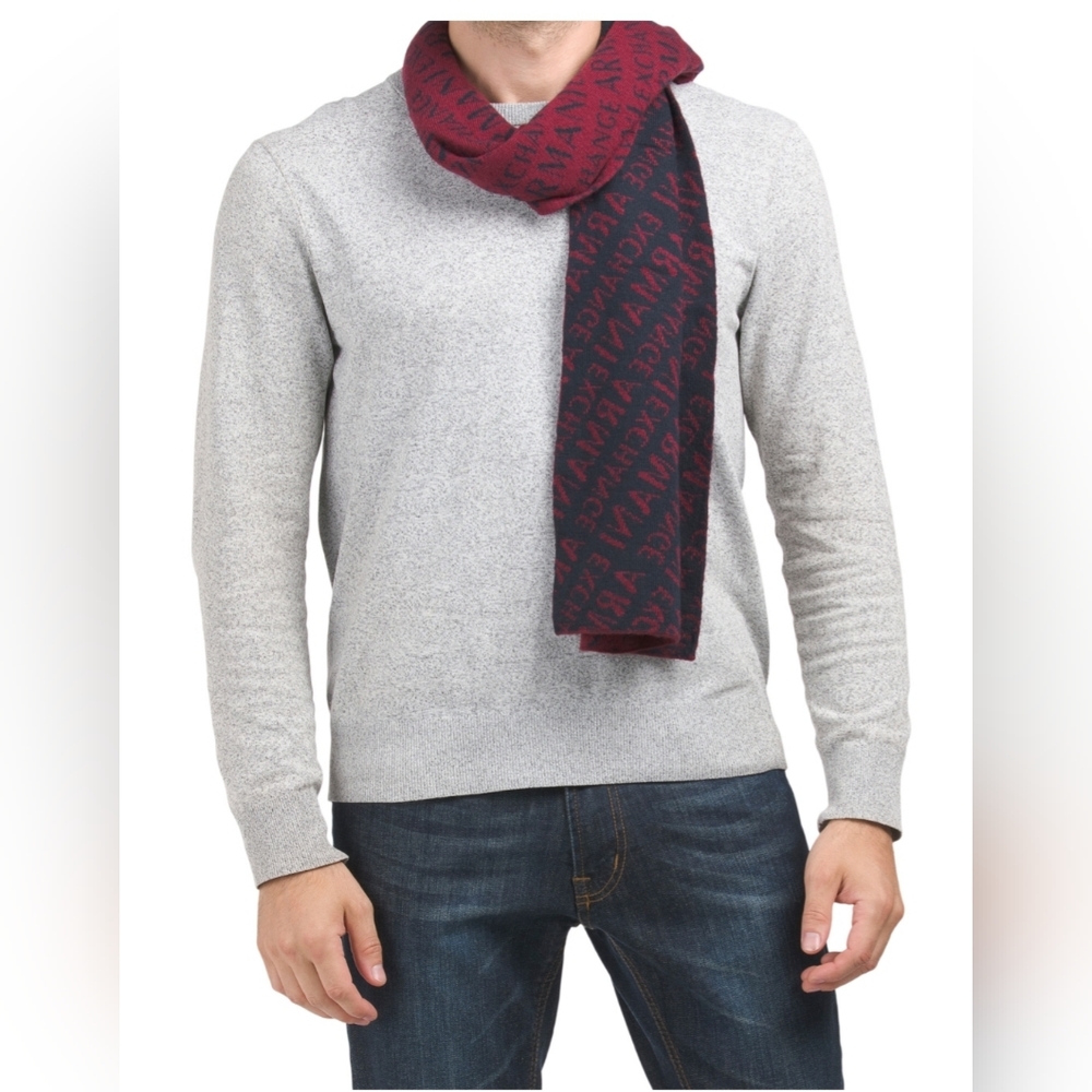 A | X Armani Exchange all over print Scarf, Burgundy/ Navy, NWT